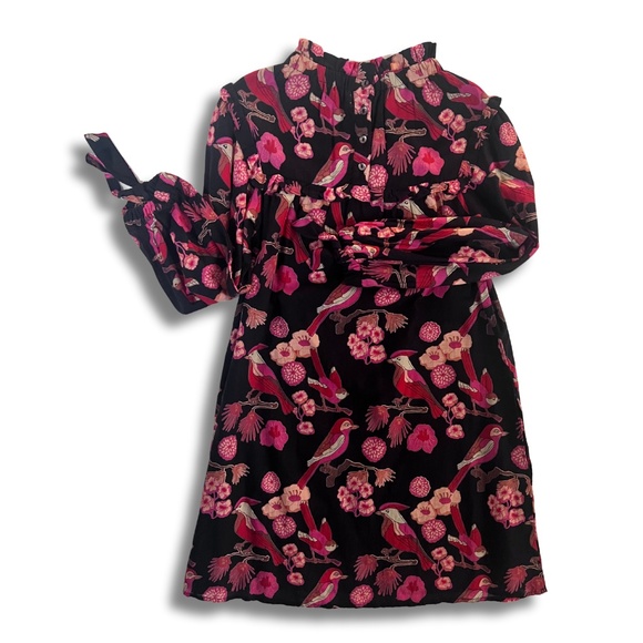 Olivia James the Label Vintage Bird Print Mini Dress XS EUC #coastalboho - Picture 2 of 6